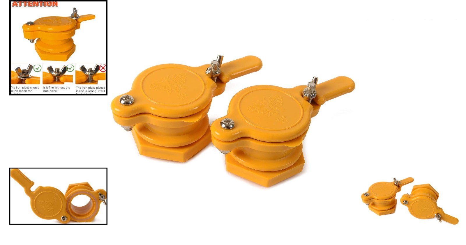 Yellow Light Honey Gate Valve Set – 2 Durable Valves for Safe Honey Harvesting