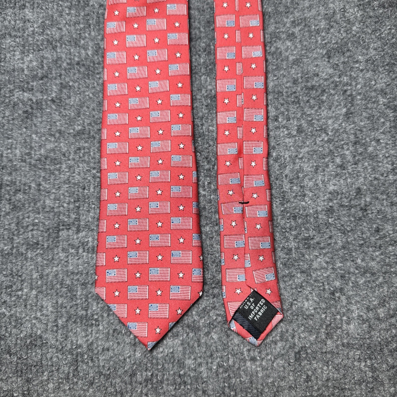 Collared Greens Youth Tie 100% Silk Red USA Flag All Over Print Hand Made in USA