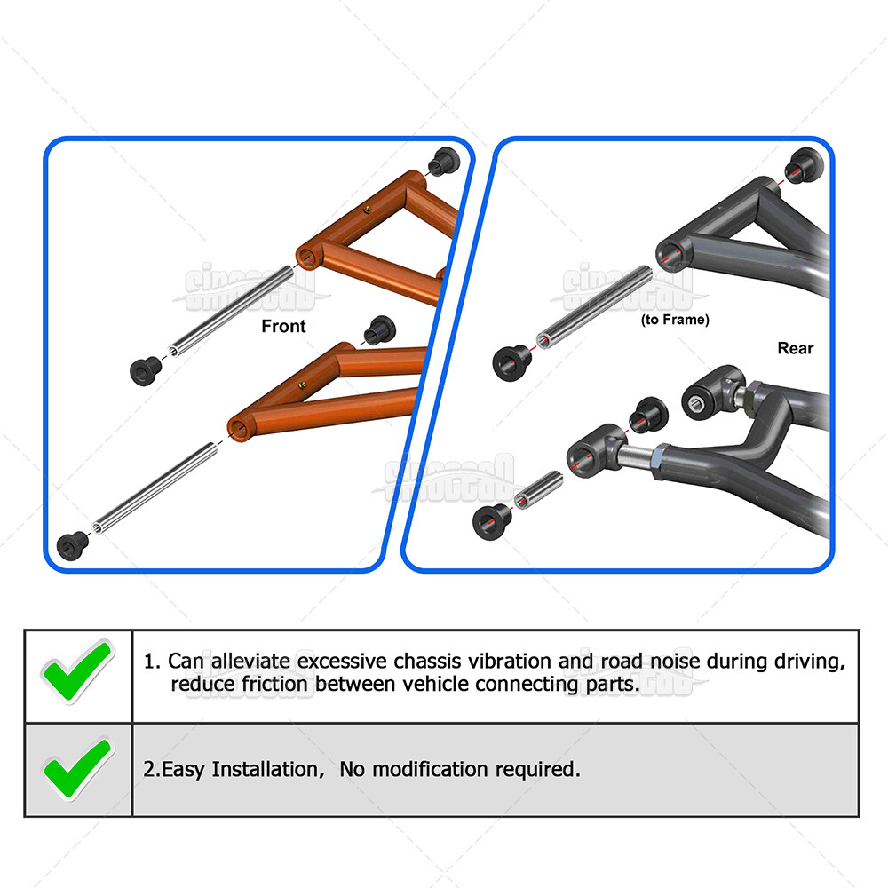 Complete Set of Front Rear Bushings for OEM A-Arms Polaris Ranger 500 700 05-08