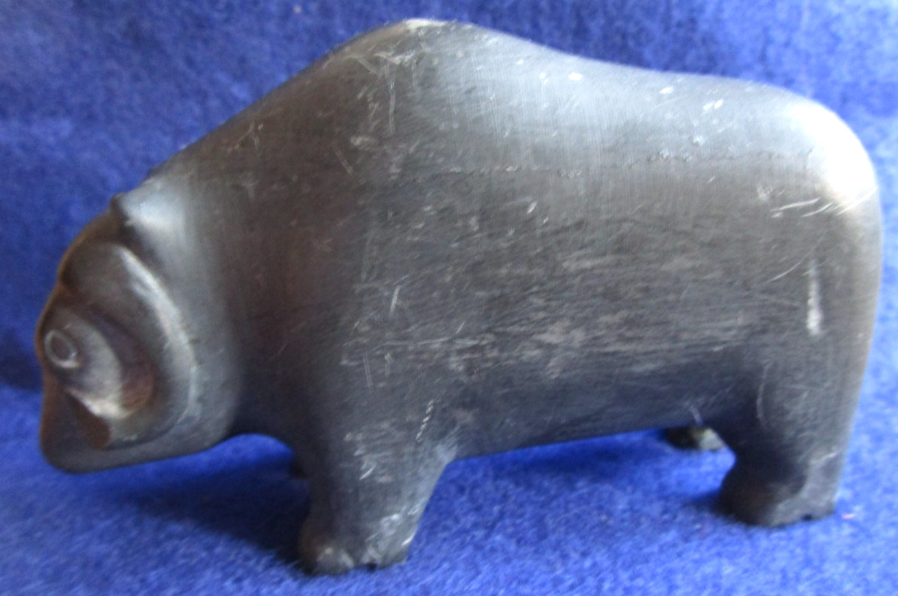 Vintage QINGAUK Mary Kaniak INUIT Sculpture MUSK OX Stone Carving 1960's ARCTIC