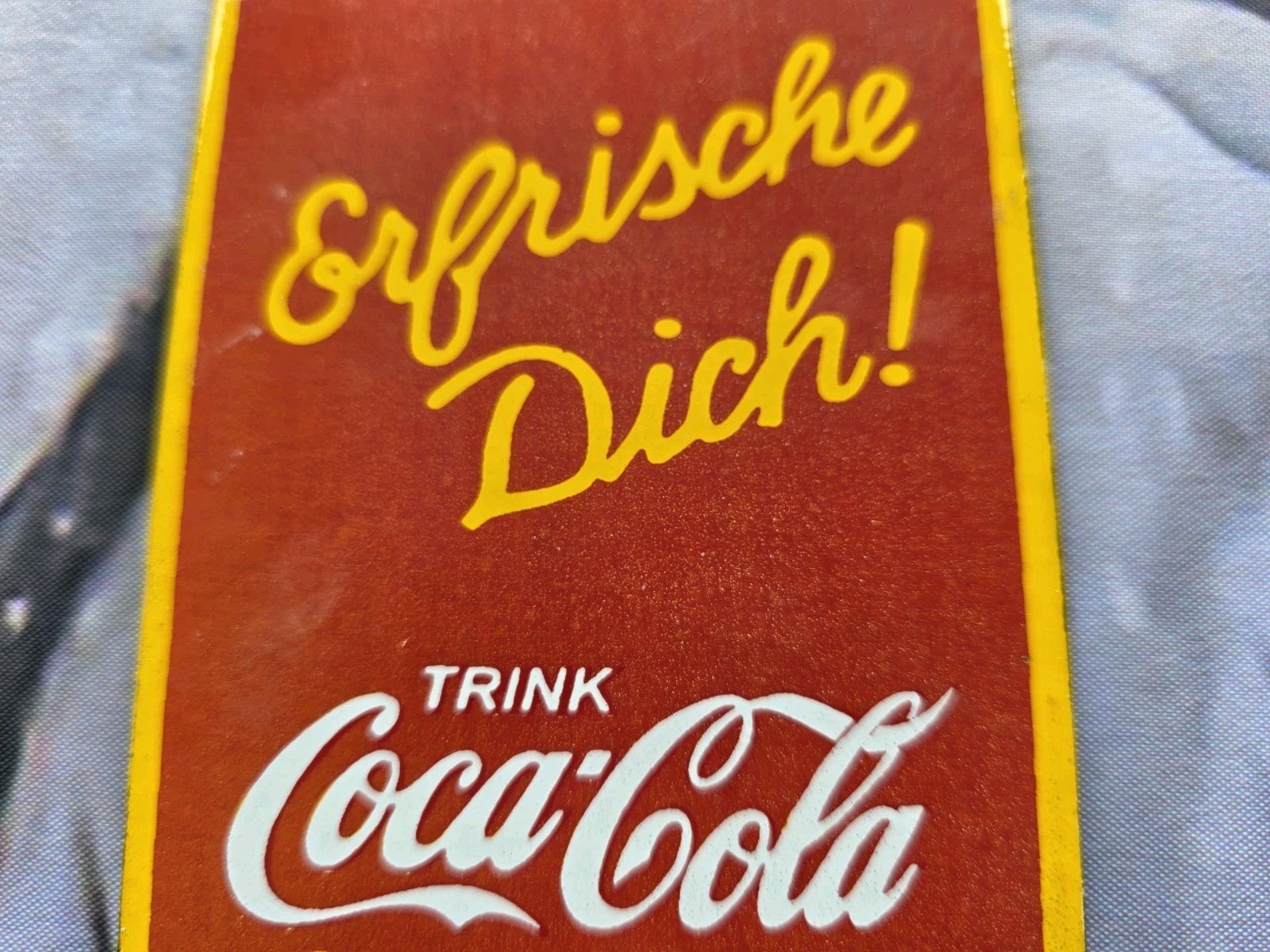 VINTAGE GERMAN TRINK COCA-COLA DOOR PUSH PORCELAIN SIGN SODA COKE 6"x3.5"