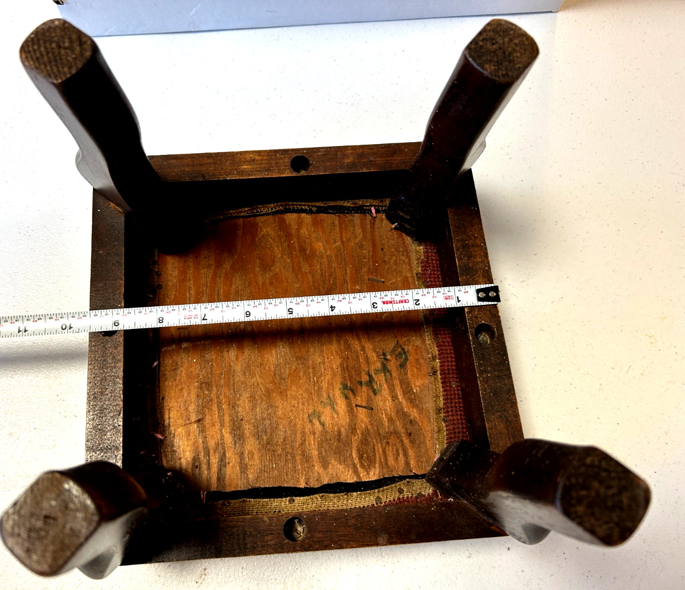 Vintage Footstool Floral Needlepoint Upholstery Victorian Coquette Leg Pad Feet