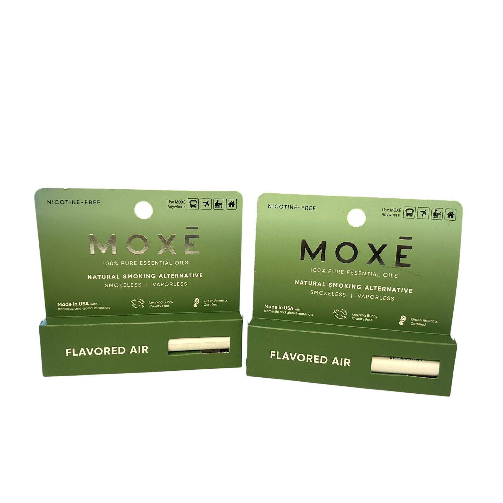 MOXE Natural Spearmint Air Inhaler Spearmint & Menthol Essential Oils 2 Pks New