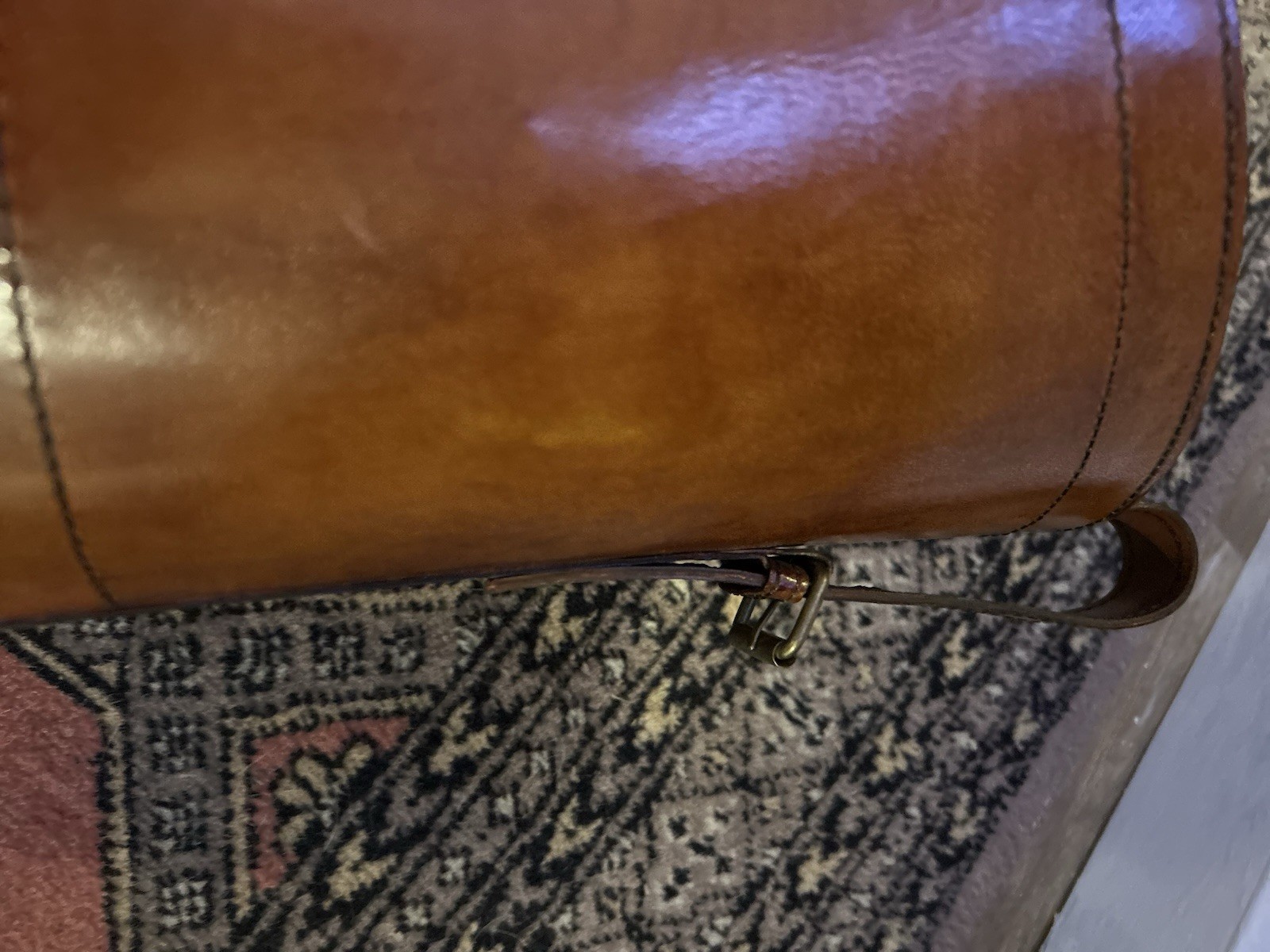 Equestrian stable leather bucket