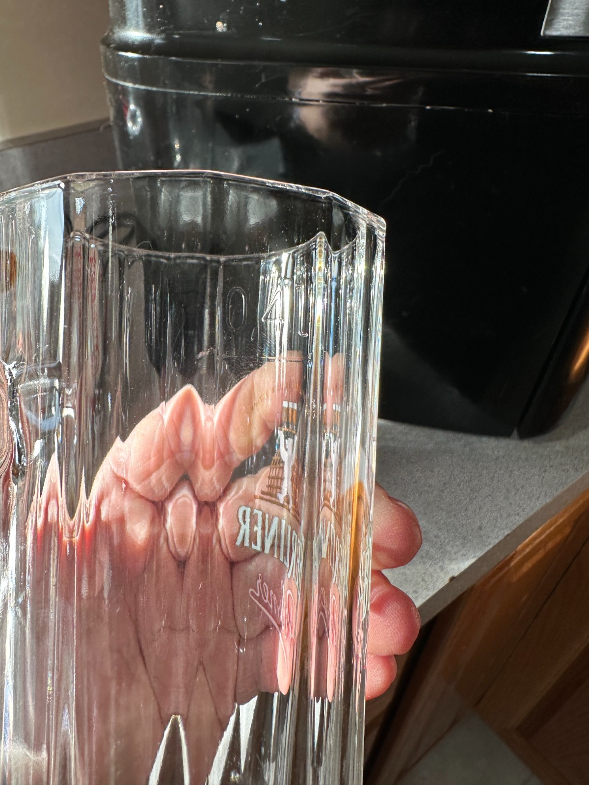 Berliner Pilsner Clear Glass Stein Mug One Pint Bear Logo