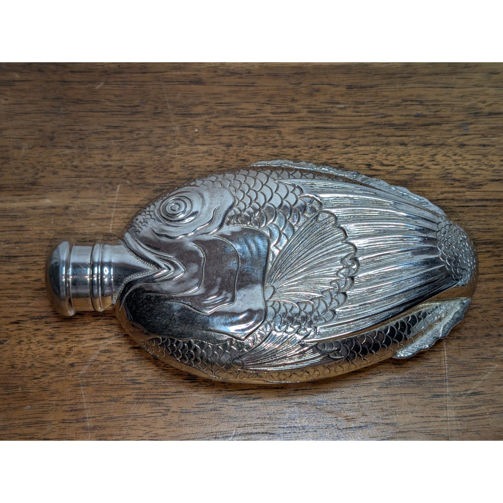 Vintage TOWLE Silverplate Fish Liquor Flask 6"