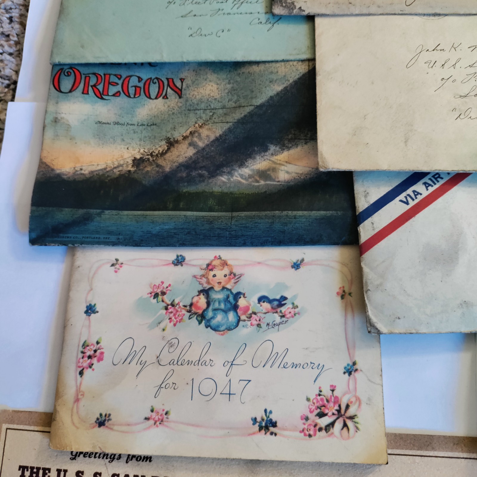 1940s Era Ephemera Lot Letters Postcards Photo Advertisement Dusty Condition