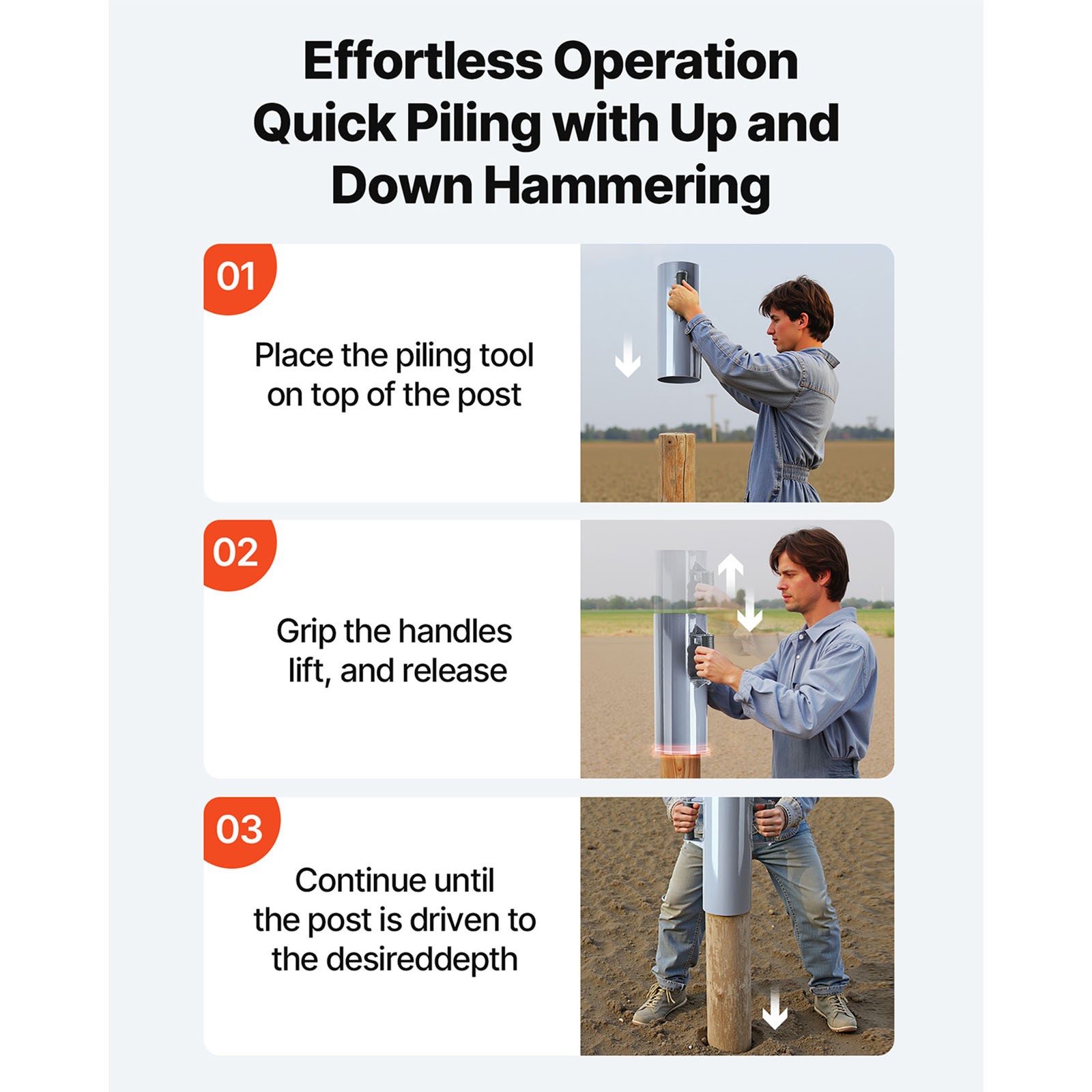 Uimoso Manual Fence Post Driver Heavy Duty T Post Rammer Farm Garden Yard