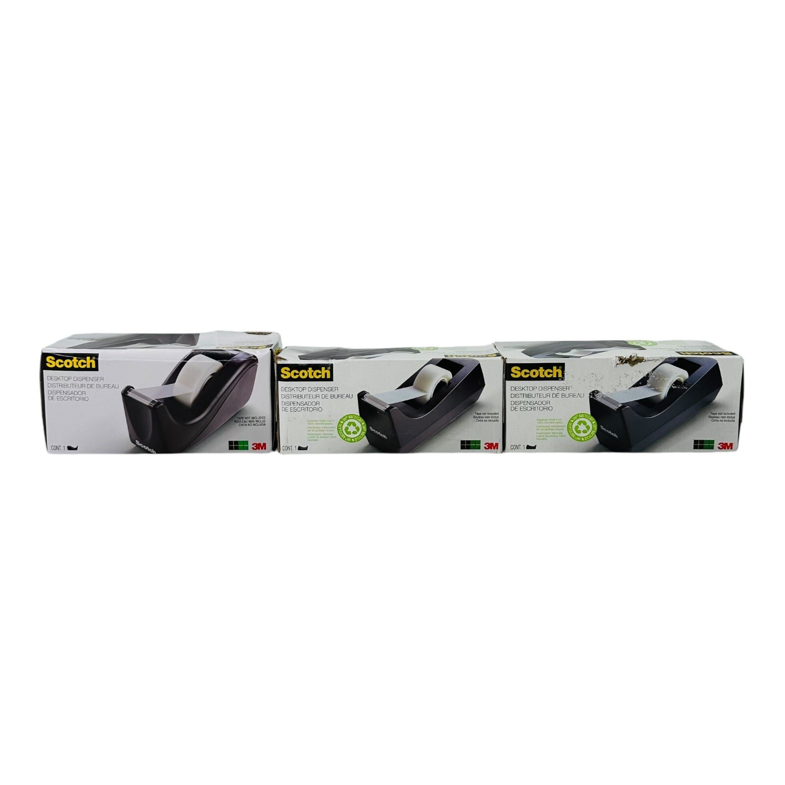 3 Count Scotch Tape Dispenser 1" Core C60-BK & C-38