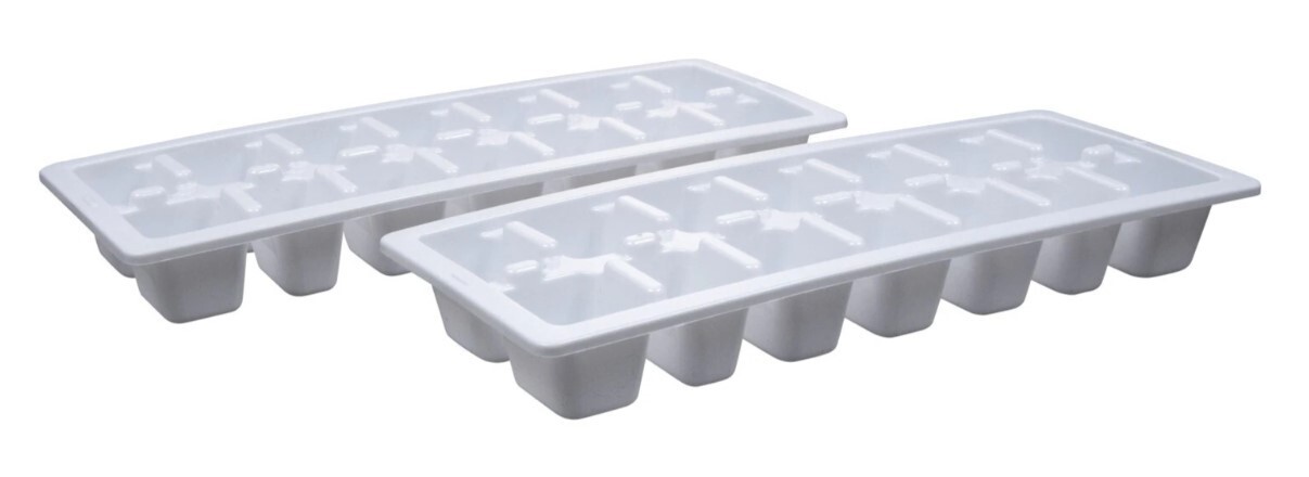 Plastic Ice Cube Tray Pack of 2 ~ White