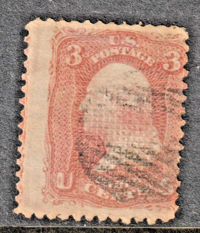 US, Scott #88, 3¢ George Washington, E Grill, Used, Fancy Cancel, SCV $30,