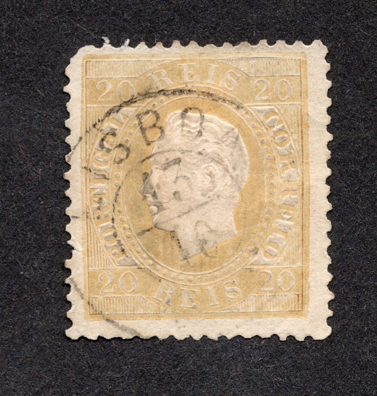 Portugal 1870-84 King Luiz 20 Reis bister Used VLH Scott Cat# 39