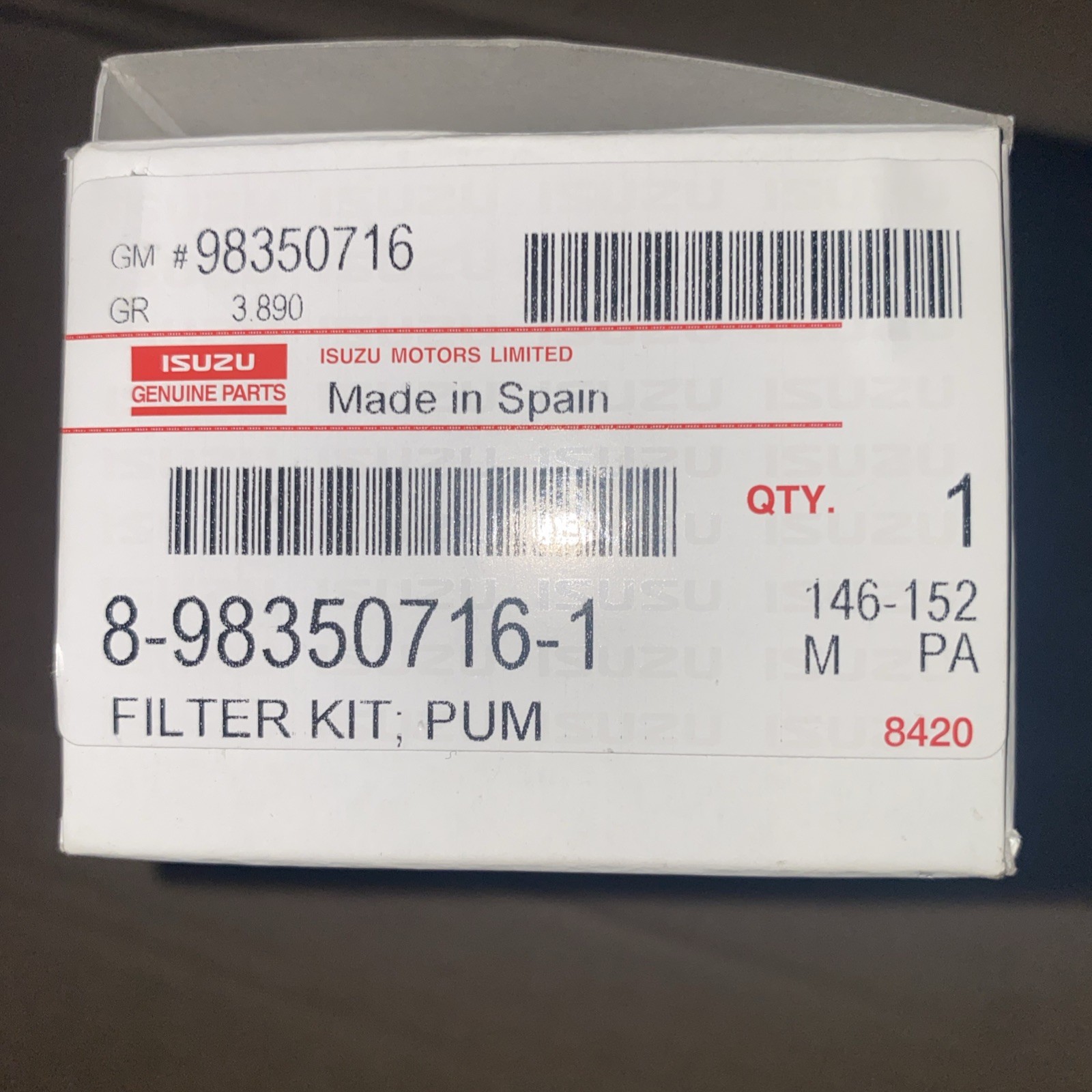 DEF OEM tank pump filter kit 8-98350716-1. For GM98350716