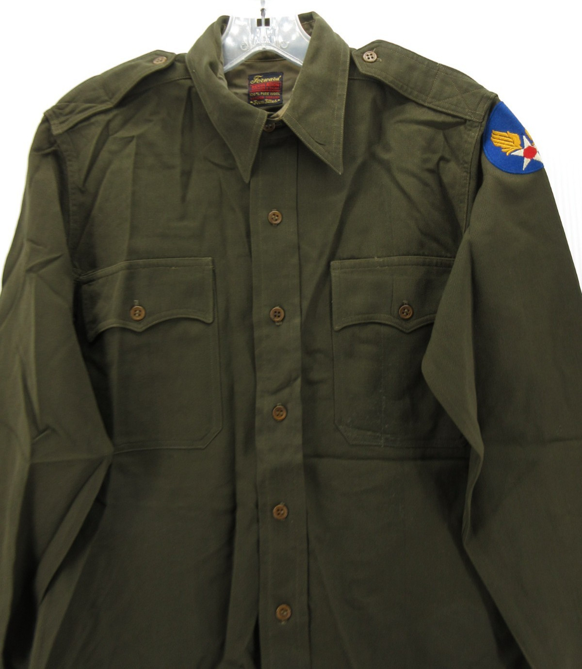 VTG WWII US Army Shirt Small Green Air Force USAAF Uniform Military Wool 1940s *