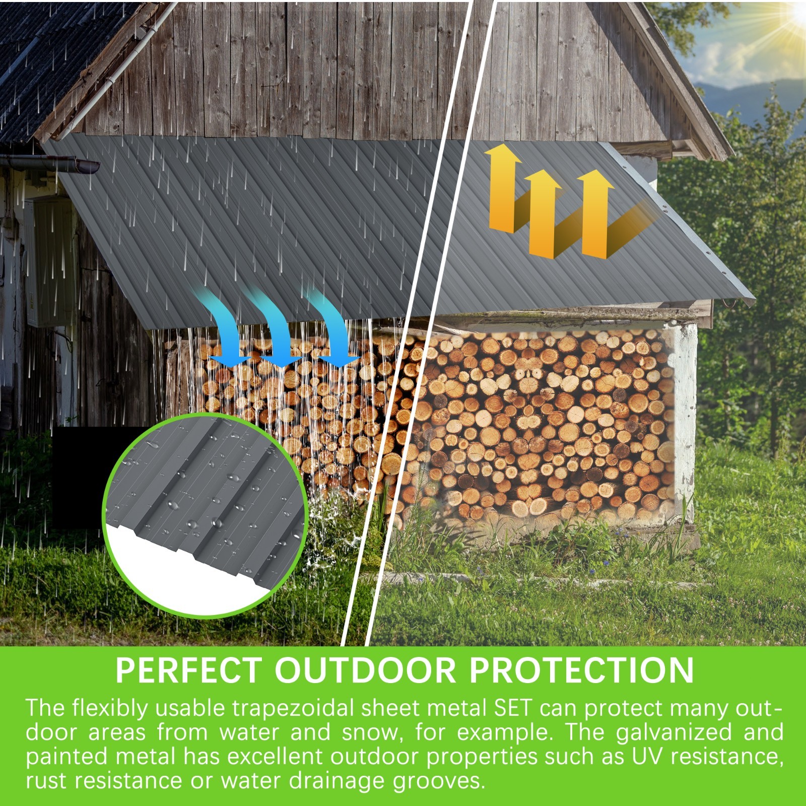 20 PCS Roof Panels Galvanized Steel Hardware Metal Roofing Sheets Wall Panels