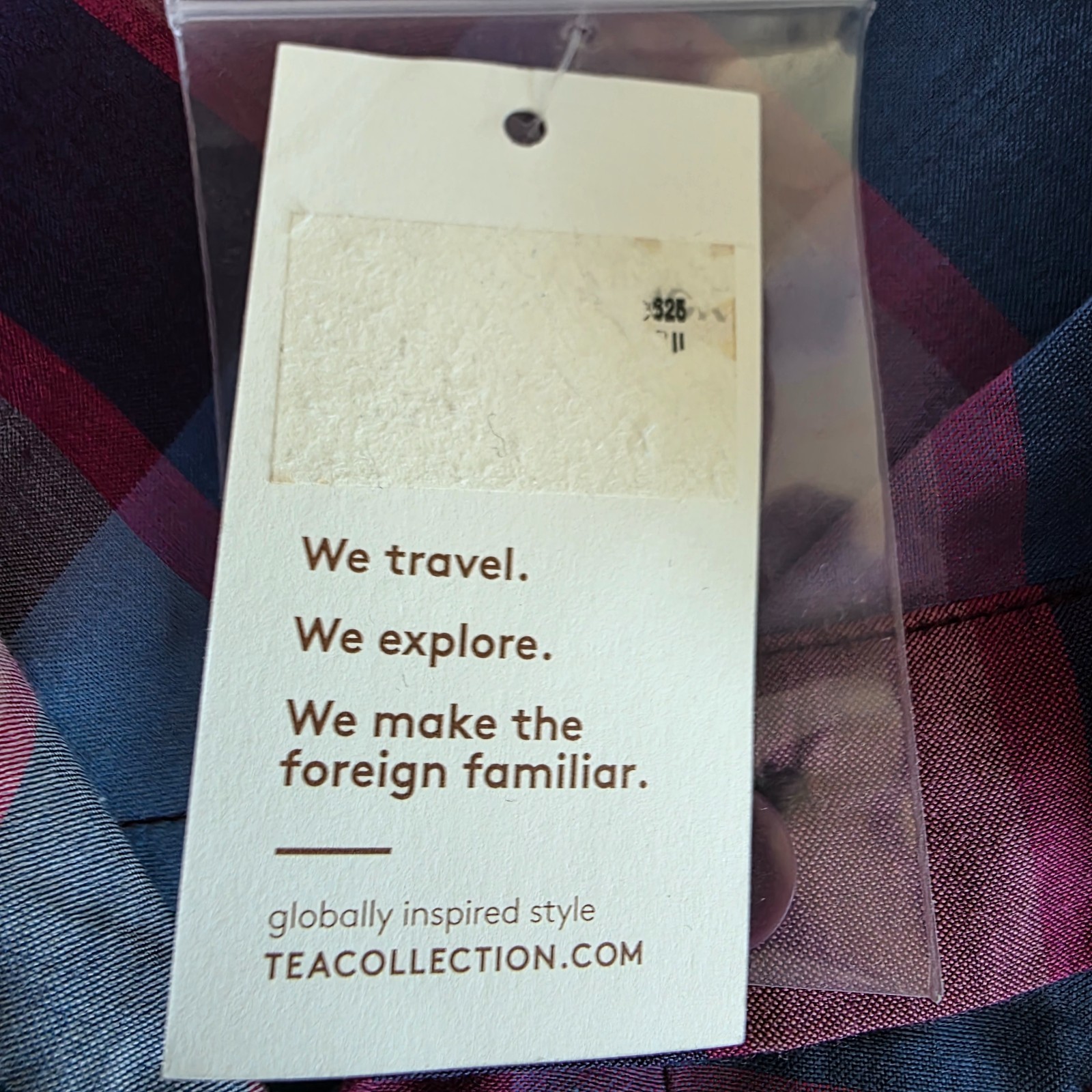 NEW Tea Collection Girl's Size 7 Dress 100% Cotton Plaid Pink Blue Button Front