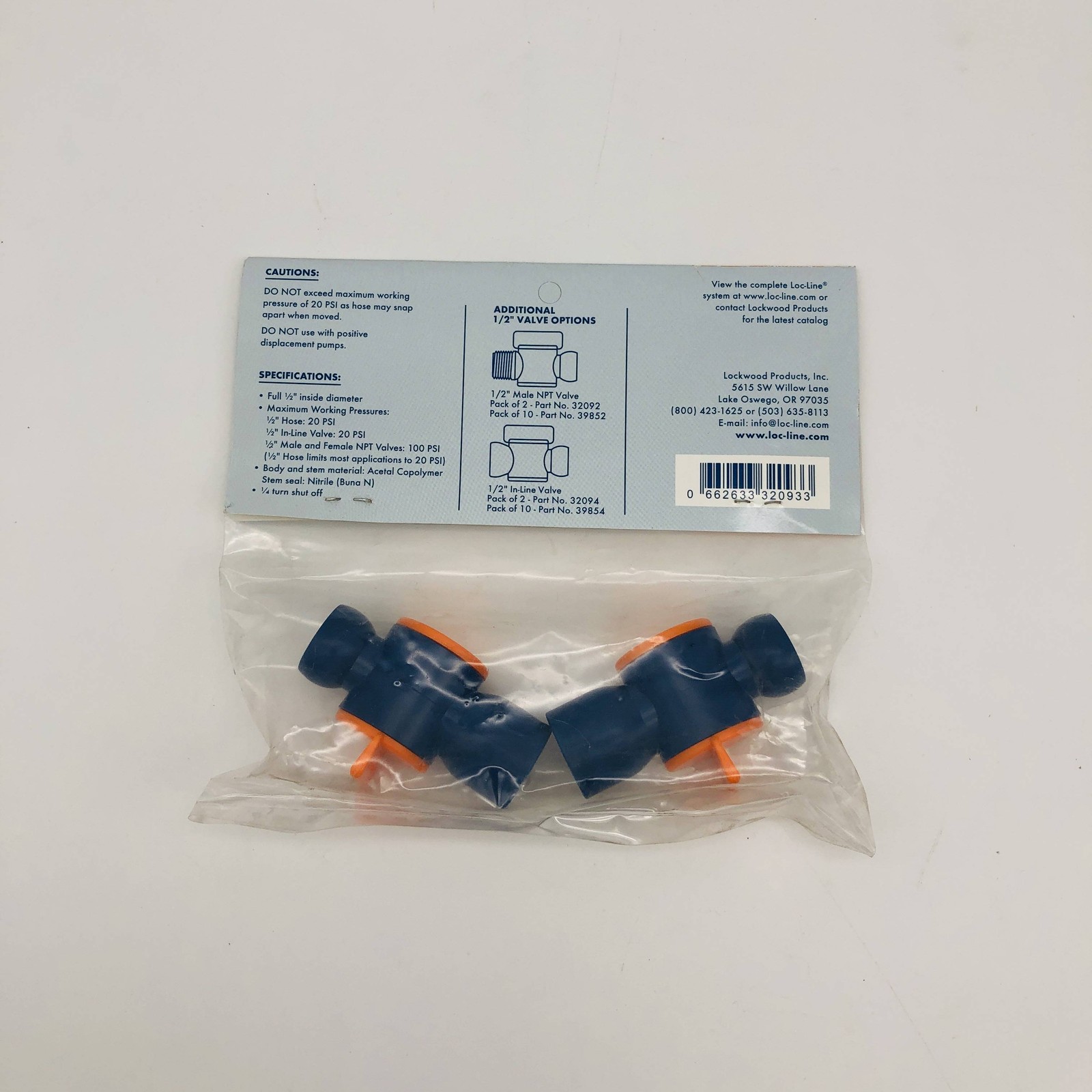 Loc-Line 32093 NPT Valve 1/2" Female Coolant Hose Component Acetal Copolymer 2pk