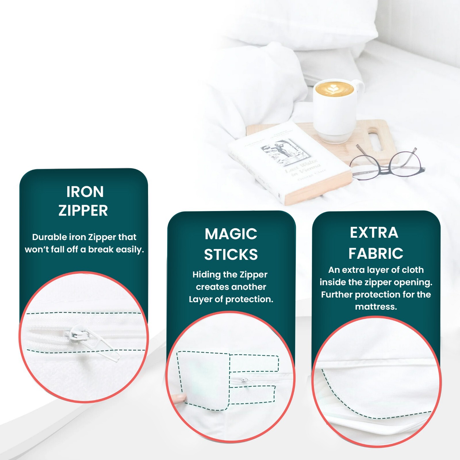 Zippered Mattress Encasement Waterproof Bed Bug Mattress Protector Cover Pad