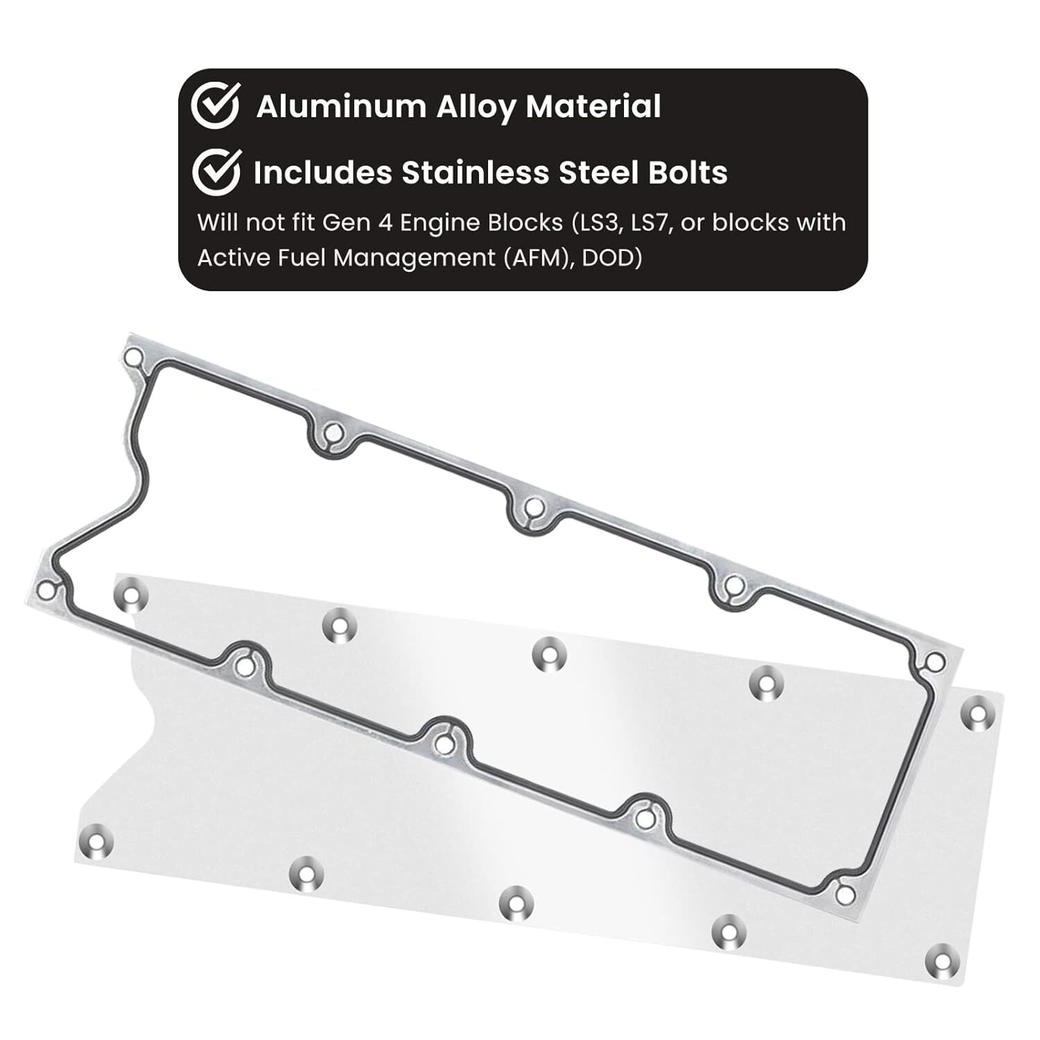 Billet Knock Sensor Delete LSX LS1 For LS Gen 3 VALLEY PAN Cover + GASKET Plate