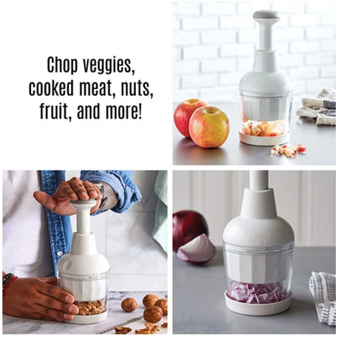 Pampered Chef Push Function Food Chopper - White - #2585 - FAST FREE SHIPPING