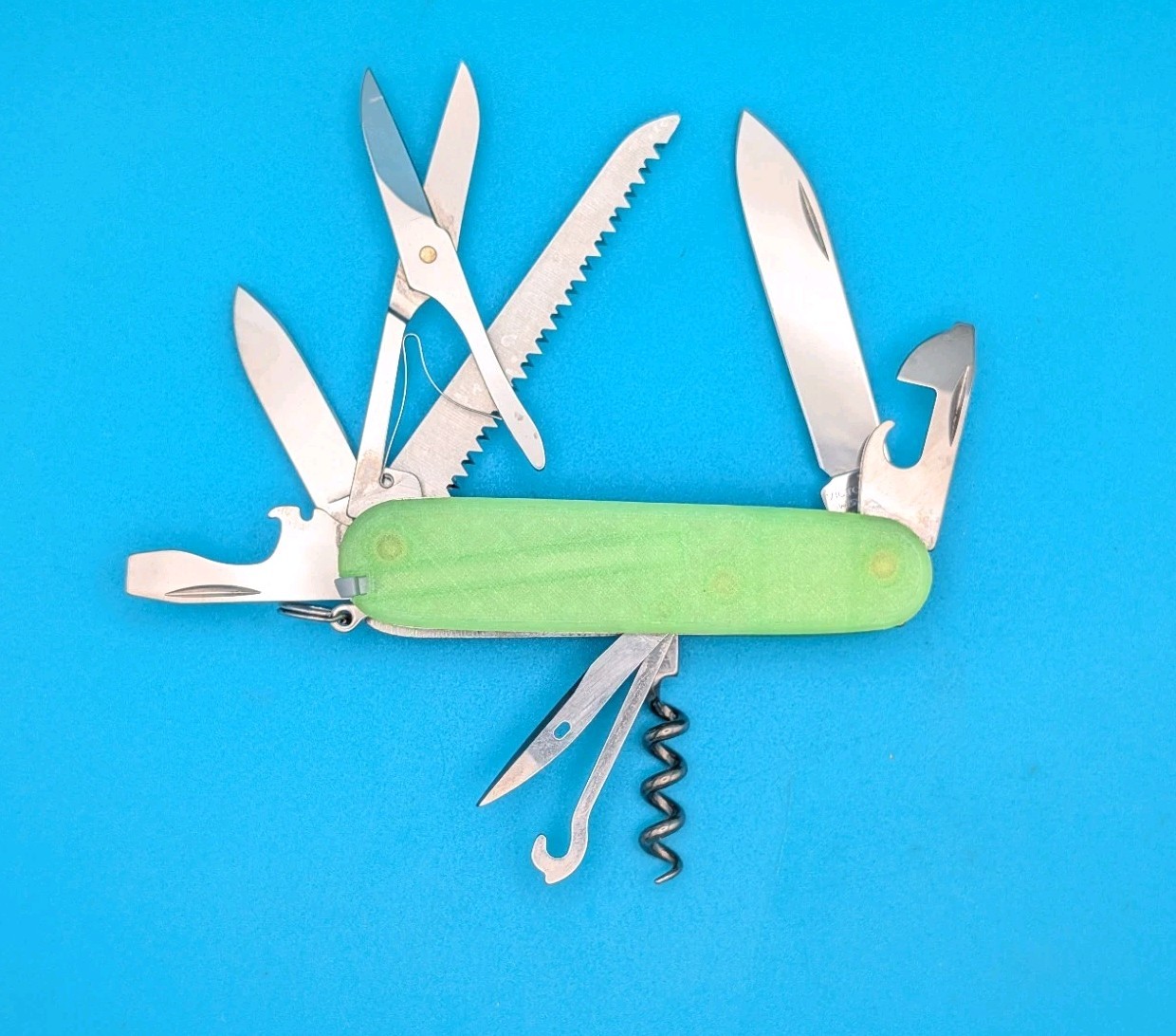Custom Victorinox Huntsman Firefly Green Glow in the Dark Swiss Army Knife! 91mm