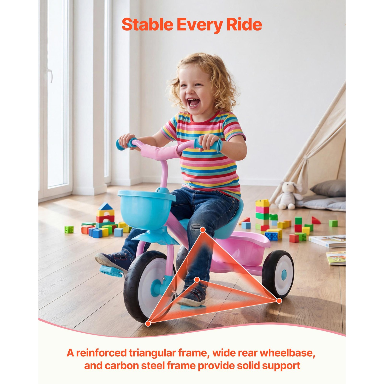 Uimoso Toddler Tricycle for Kids Ages 2-5 with Adjustable Seat