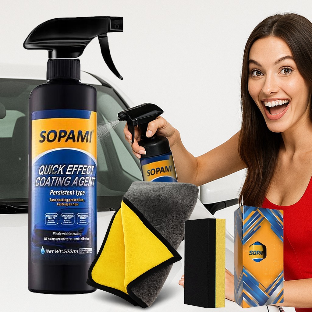 Sopami Car Coating Spray - 16.9 fl oz Waterless Ceramic Coating Car Wax (500ml)