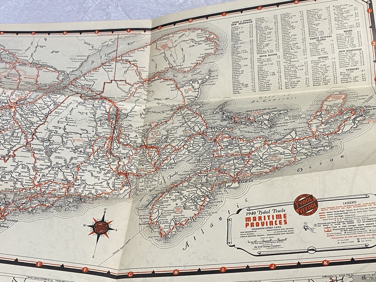 1940 Tydol Veedol Motor Oil Maine Map
