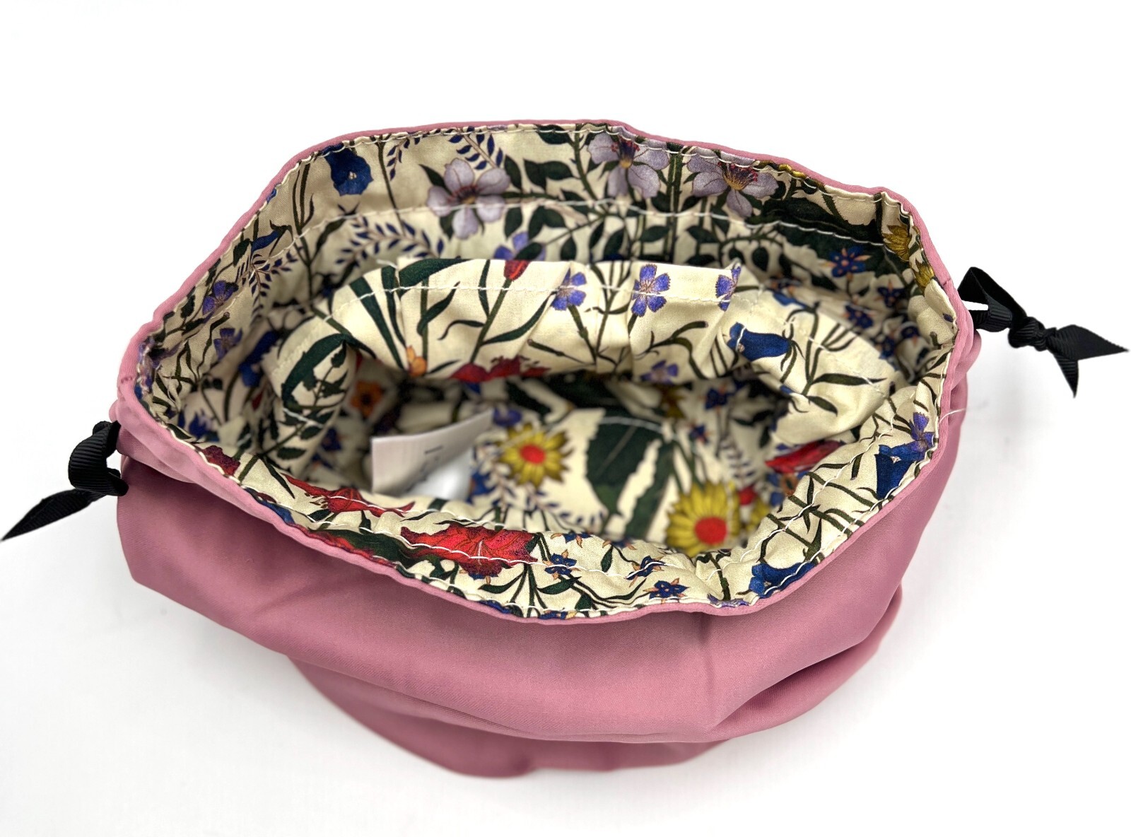 New! Gucci Flora Beauty Cosmetic Bag Drawstring Pouch Clutch ~ Pink