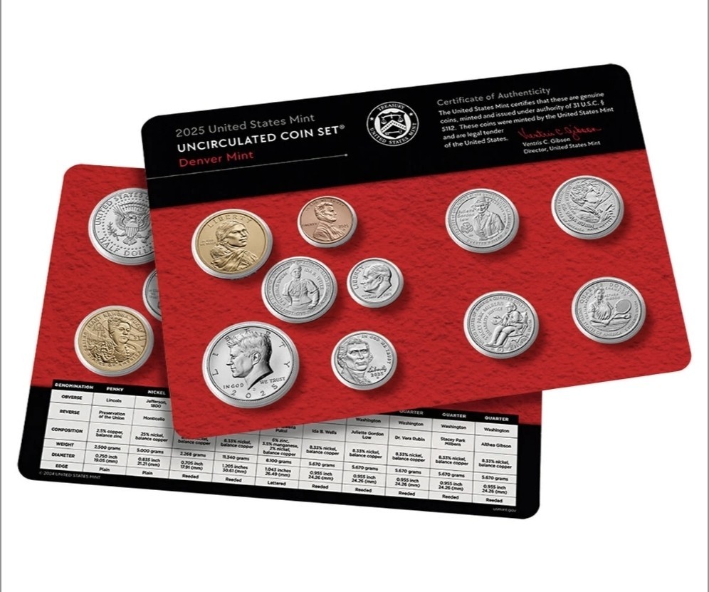 2025 Uncirculated US Mint Set Coin Set Philadelphia & Denver - Sealed In Box %