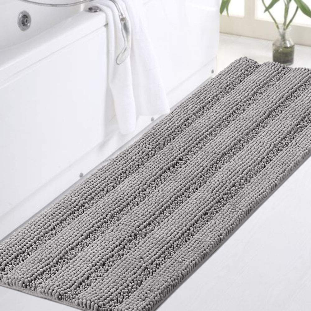 Shaggy Chenille Bath Rug 47x17 Non-Slip Washable Floor Mat Large Soft Runner