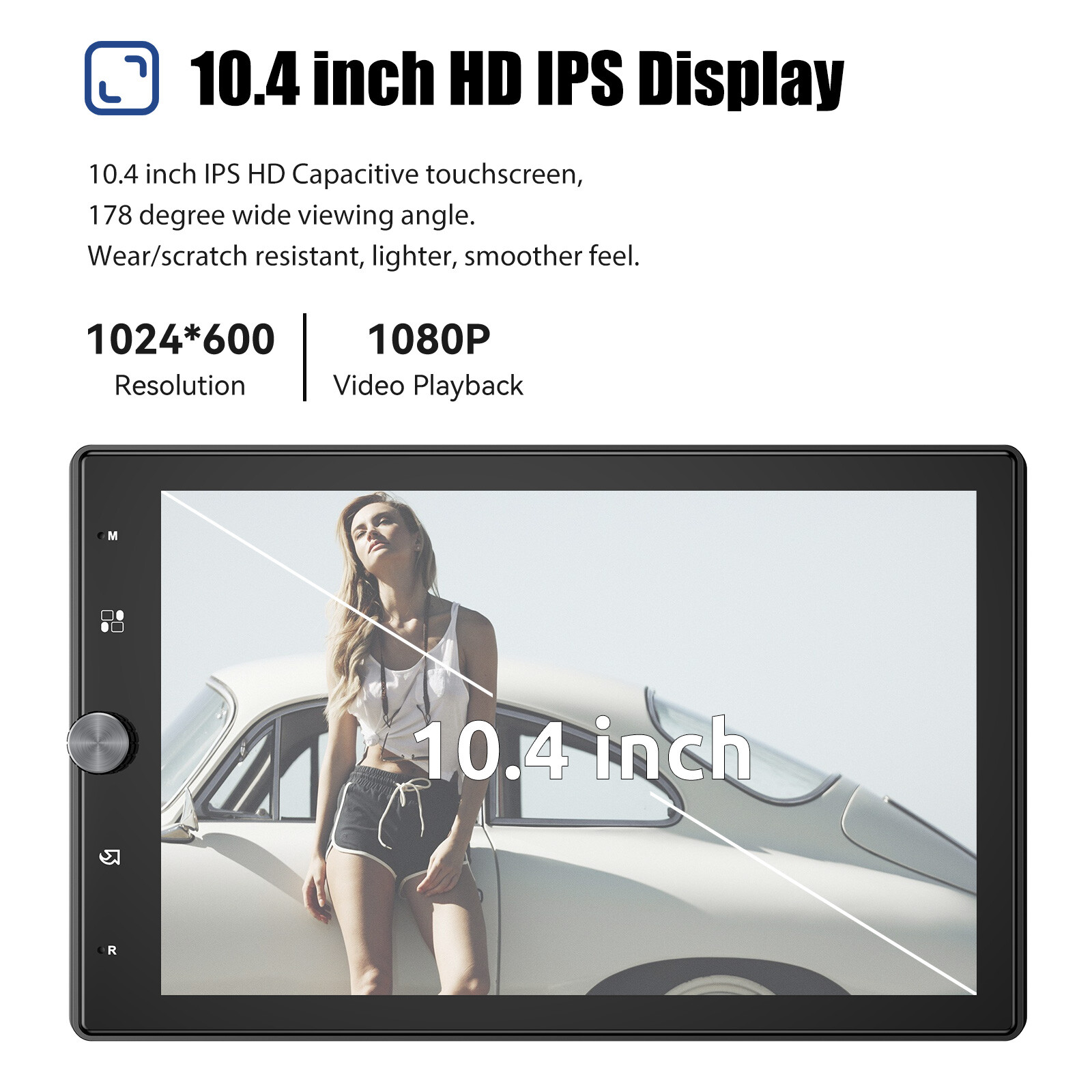 10.4" Single Din Touch Screen Stereo Bluetooth Radio Apple/Android Carplay+CAM