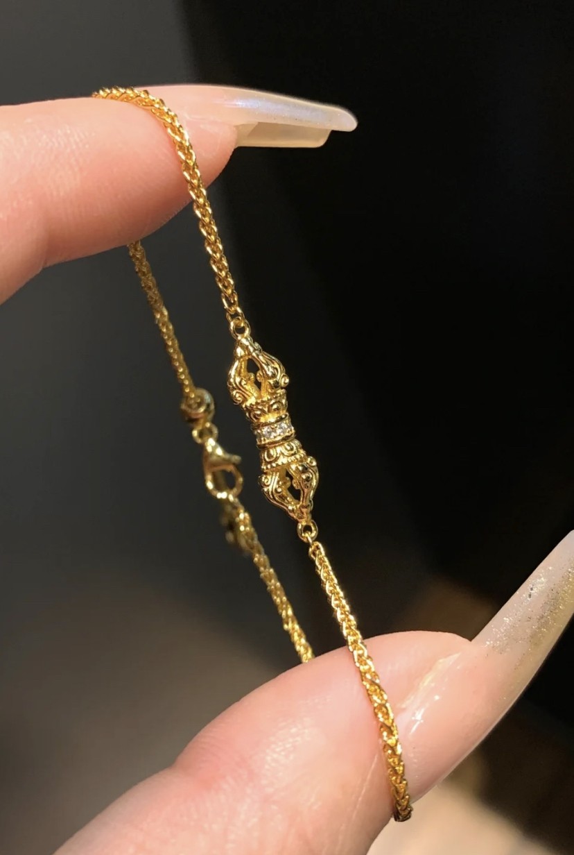 14K Yellow Gold Vintage Style Golden Bracelet Luxury Couple Jewelry