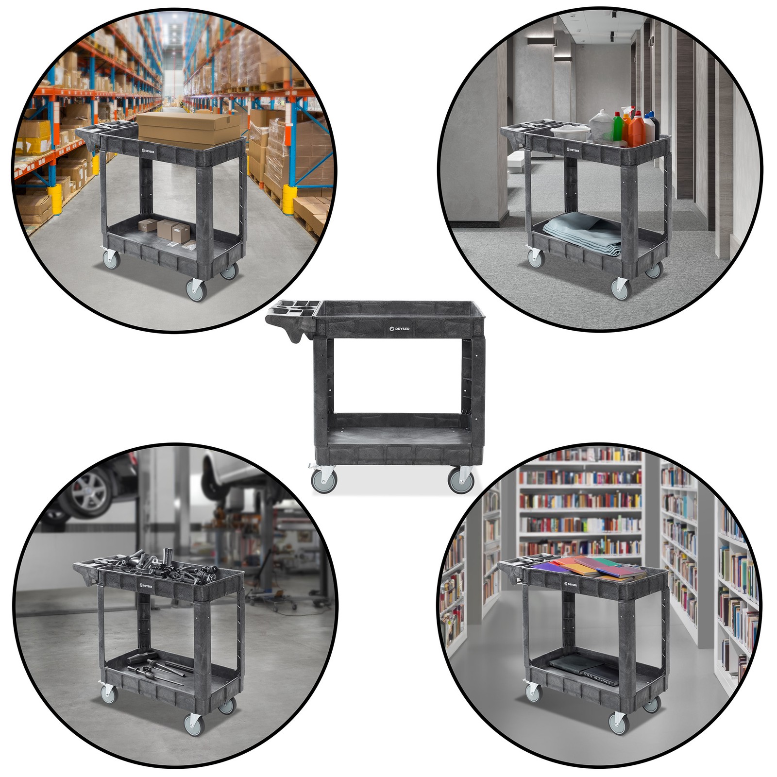 OPEN BOX - Utility Service Cart with 4-5" Swivel Wheels 2 Shelves, 550lb. 40x17.
