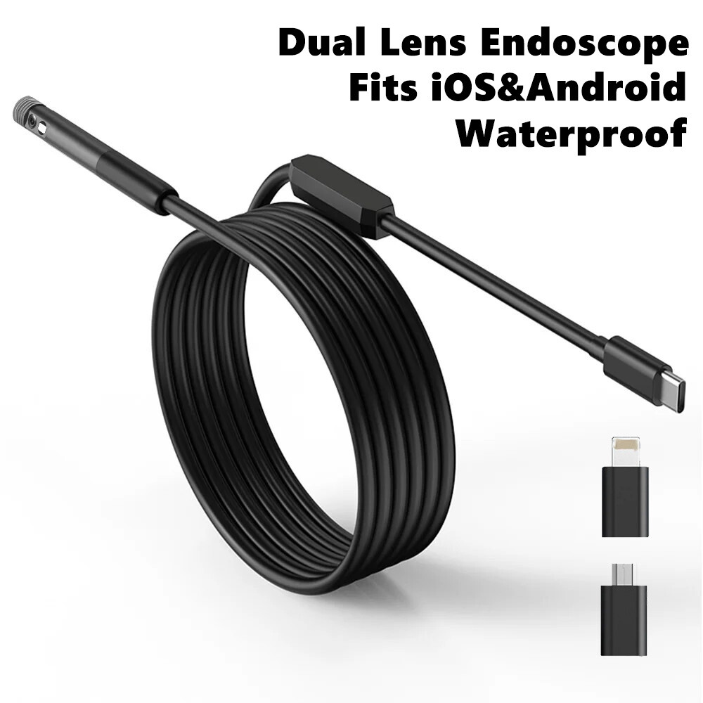 1920P Dual Lens Snake Inspection Borescope Type C iPhone Endoscope Scope Camera