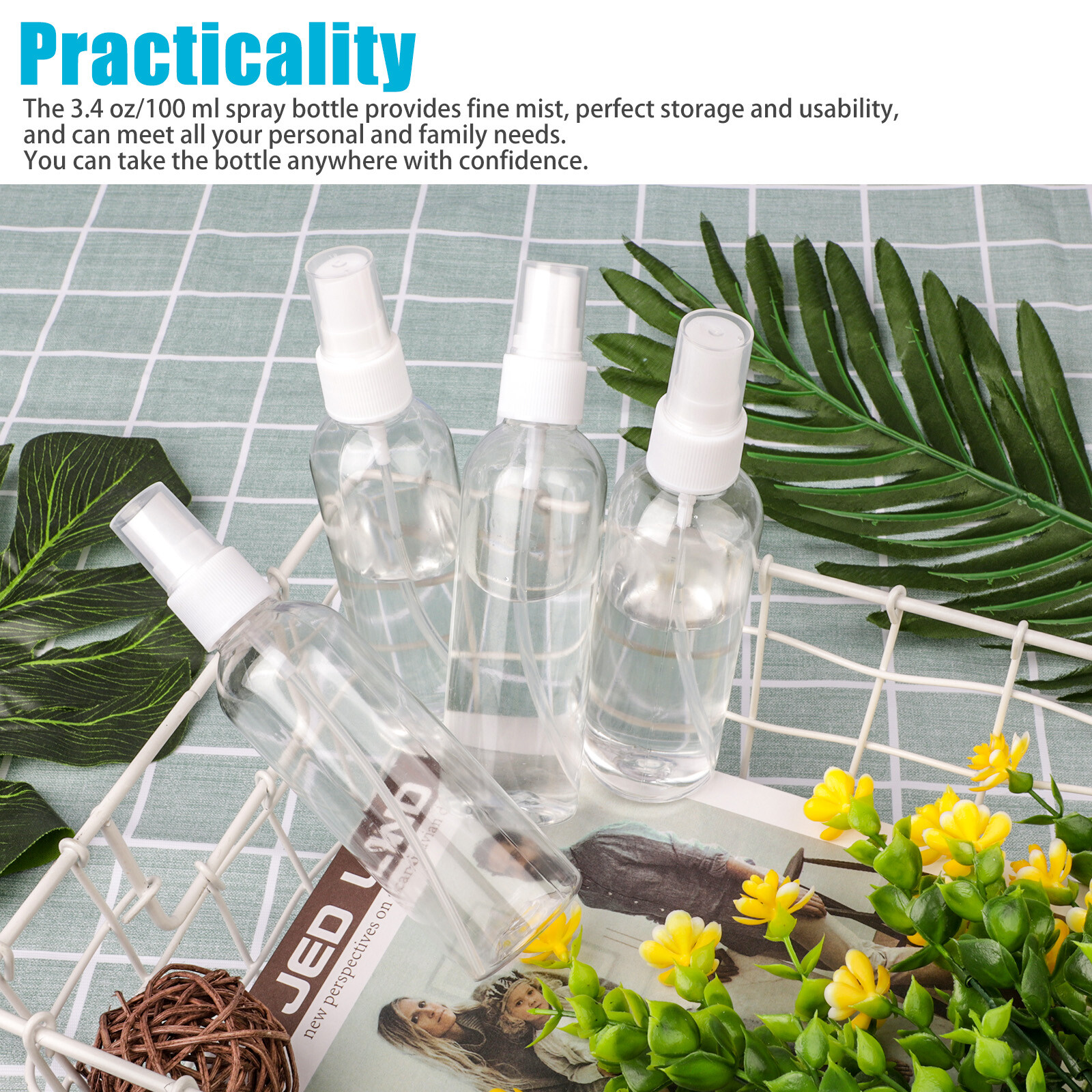 1~5PCS 30ml/60ml Travel Spray Bottle Plastic Transparent Perfume Empty Atomizer