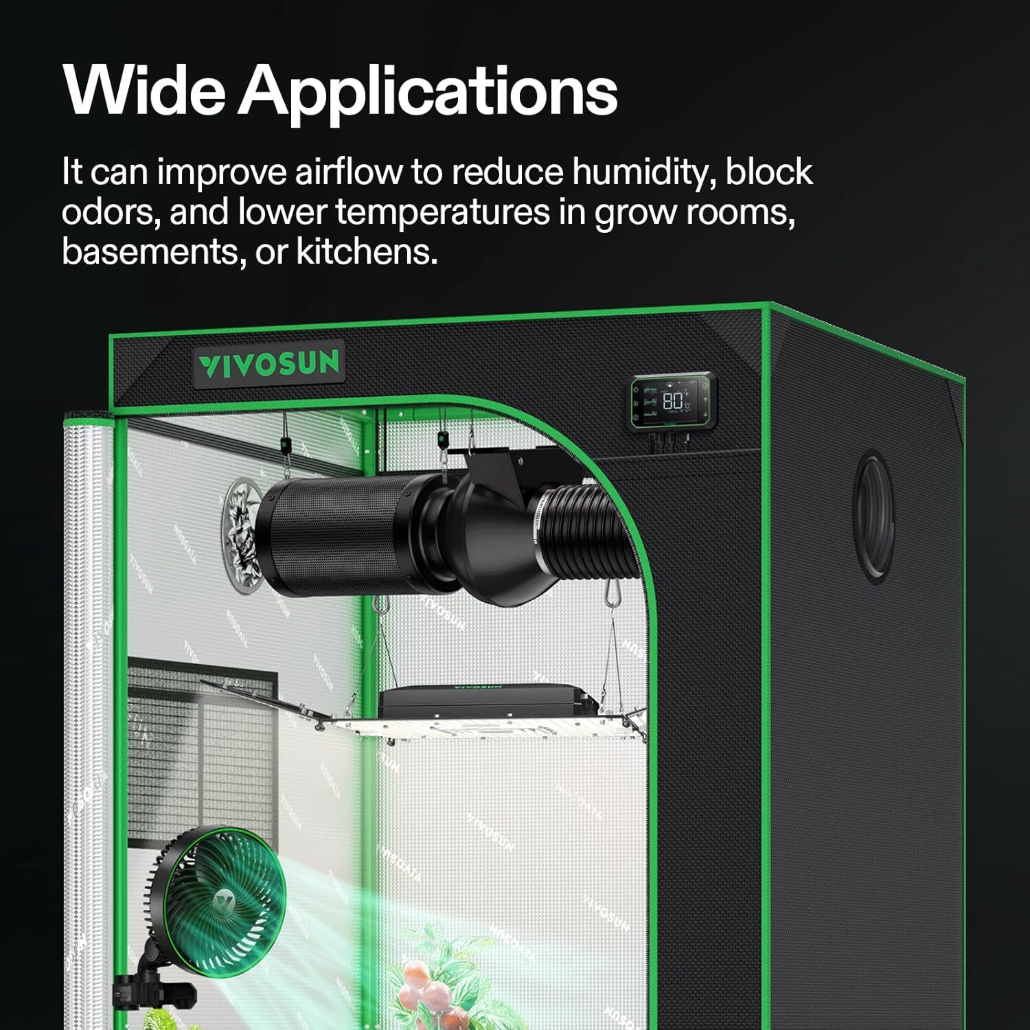 VIVOSUN 4-Inch 195CFM Inline Duct Ventilation Fan for Grow Tent