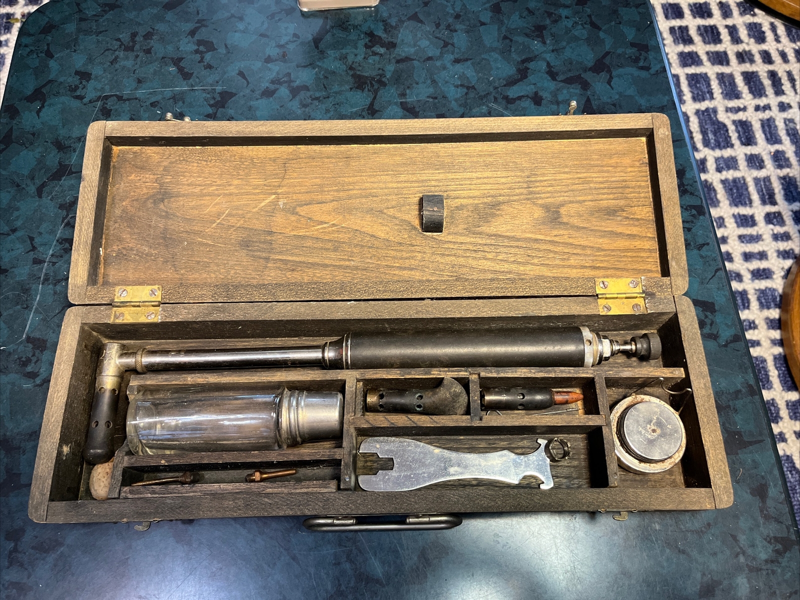 Antique 1800’s Physicians Haussmann & Dunn Surgical Instruments Wood Box 17” X 5