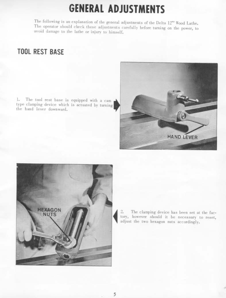 Gap Bed Wood Lathe Instruction Maint Parts Manual Rockwell Delta 12" Inch 46-525