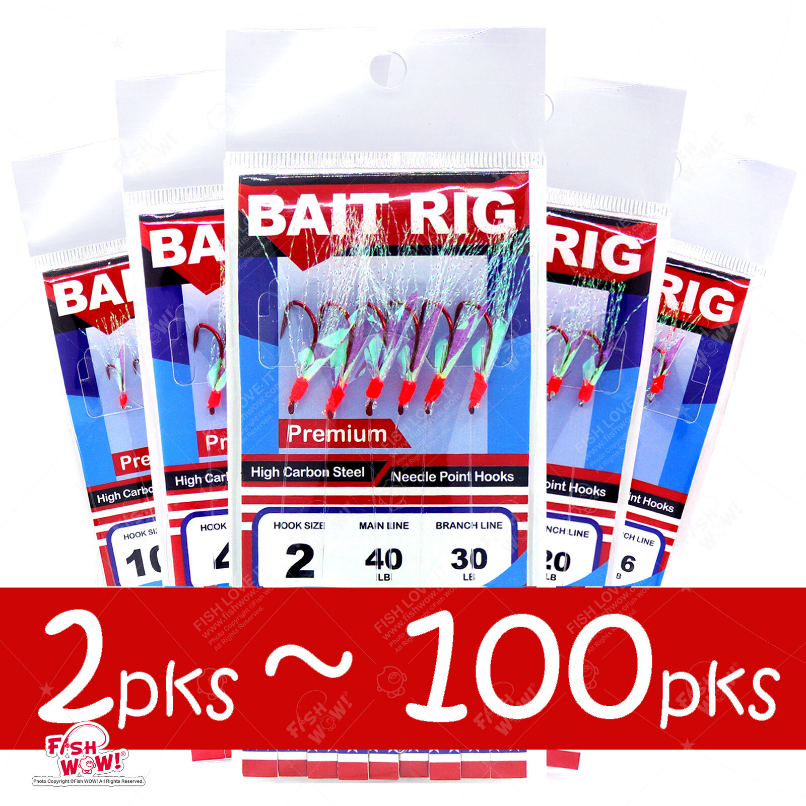 Fishing Piscatore 6-Hook Sabiki Rigs Bait Size #2 4 6 8 10 12 14 Mackerel New
