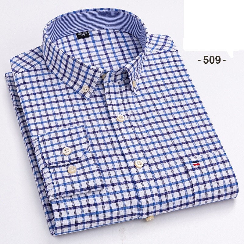 Men's Oxford Cotton Dress Shirt Long Sleeve Formal Business