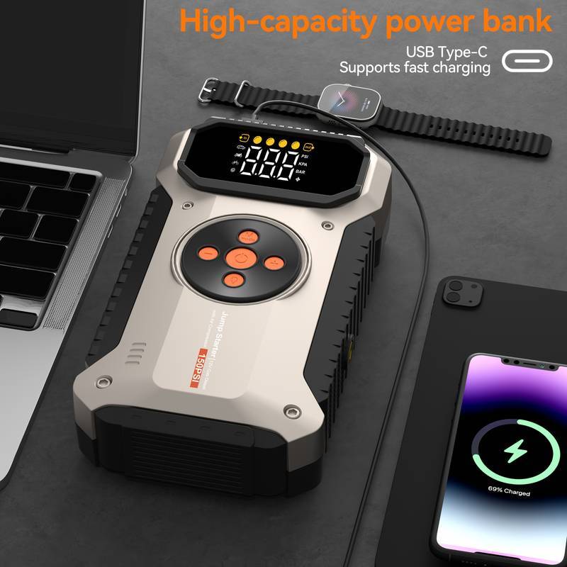 4000A Car Jump Starter With Air Compressor Pack Booster 12V Power Bank