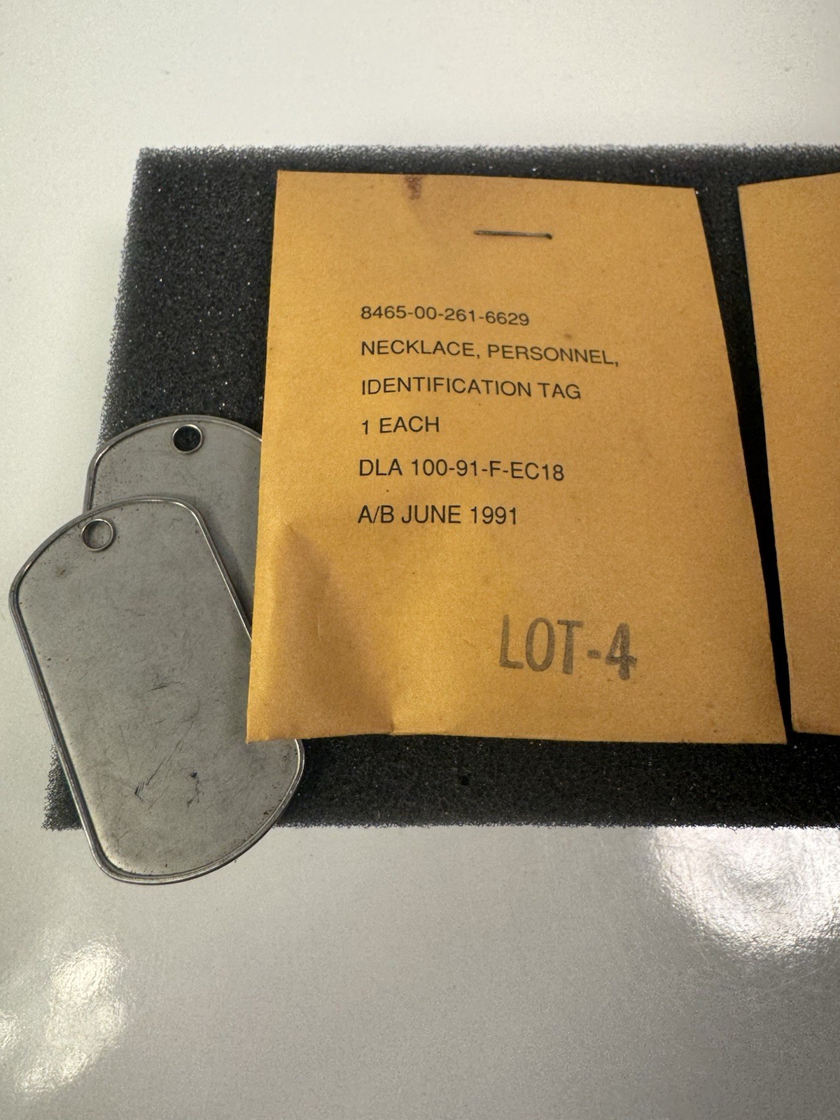 Vintage 1991 Unused Military Dog Tags Set of 2 New Unopened Chains In Package