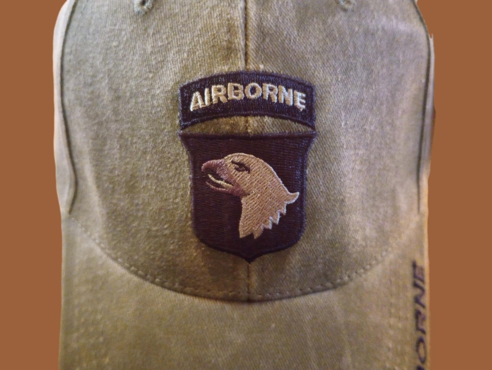 ARMY 101st AIRBORNE HAT EMBROIDERED U.S MILITARY CAP OD GREEN STONEWASHED