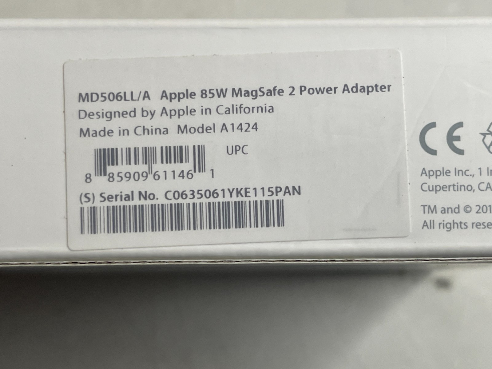 GENUINE Apple MagSafe 2 85W Power Adapter MD506LL/A MacBook Pro Retina A1424
