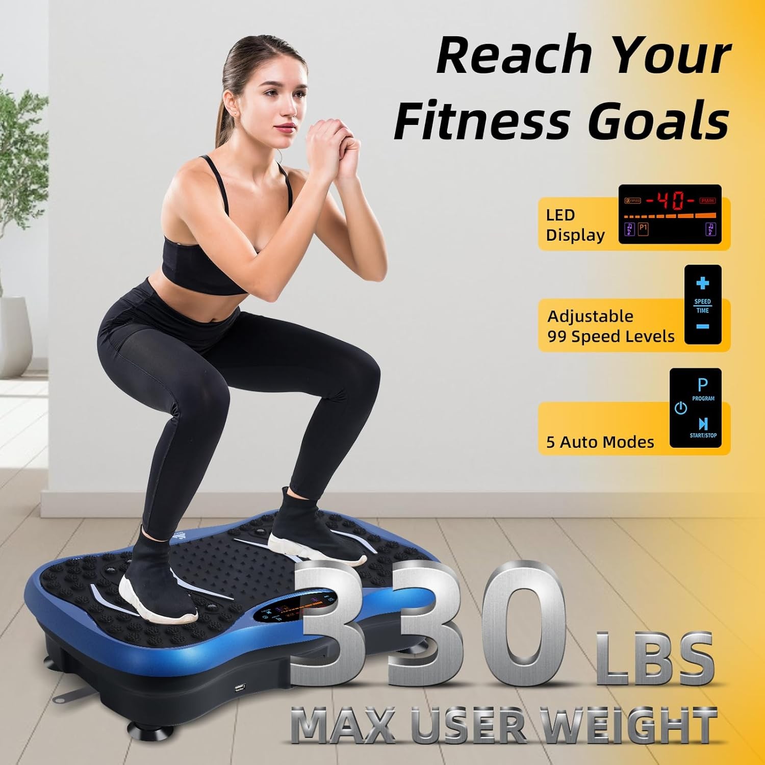Vibration Plate – Full Body Workout & Weight Loss Machine for Home，330lbs