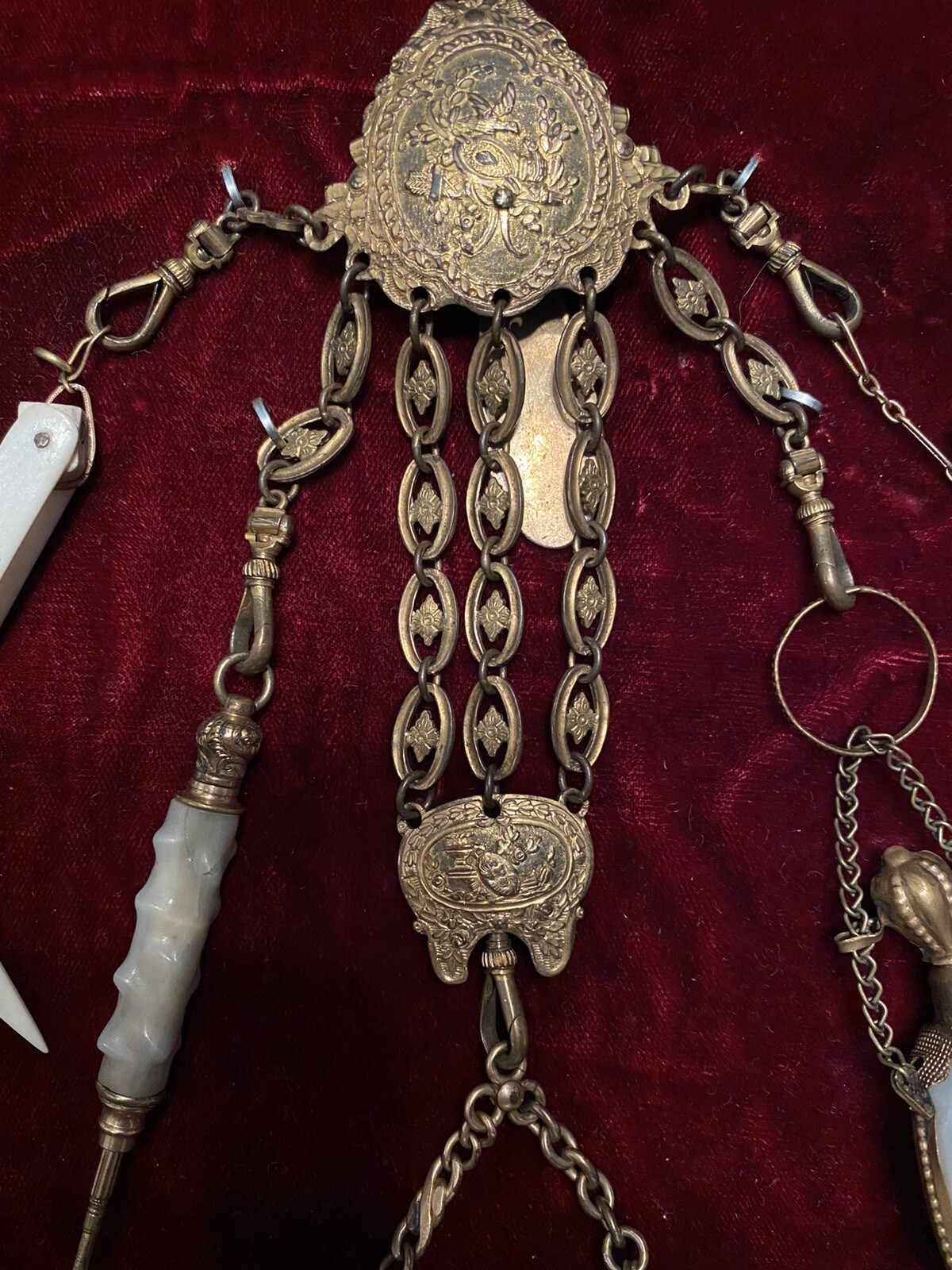 Victorian Antique Gold Filled Chatelaine