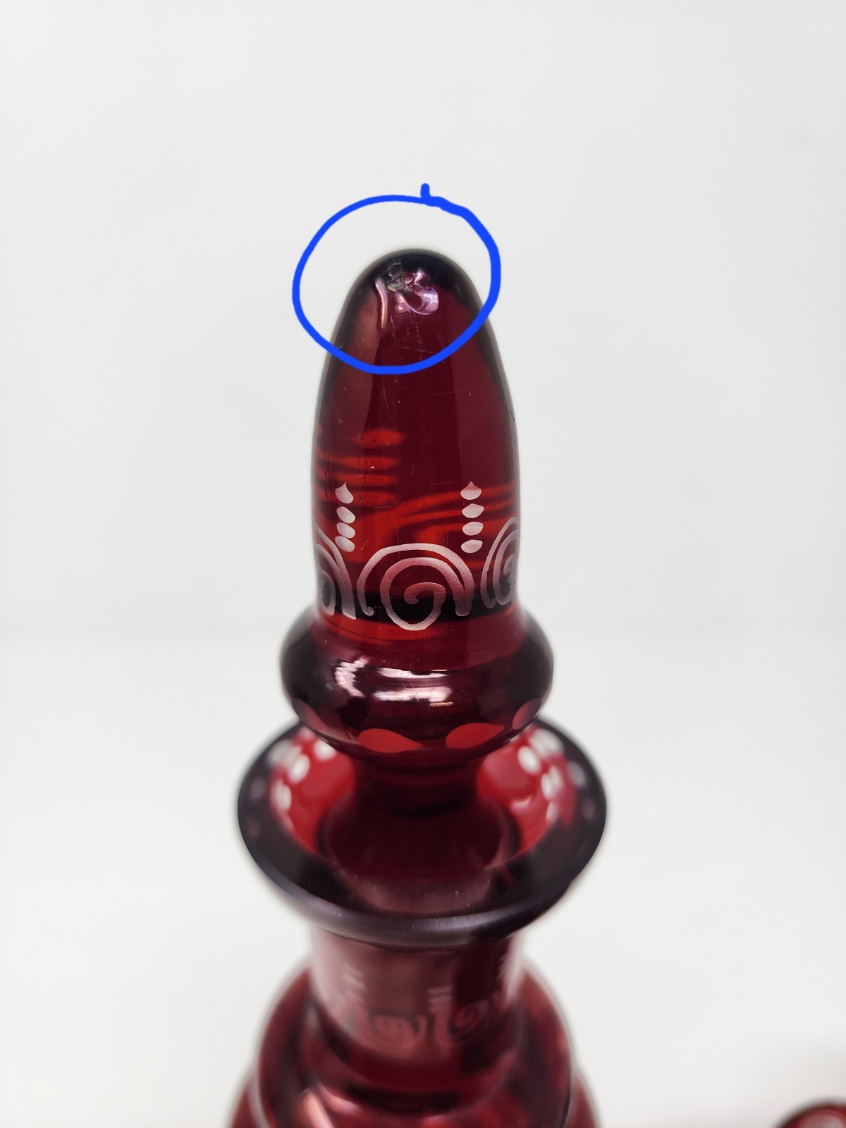 Set Of Egermann Bohemian Ruby Red Glass Decantor With Stopper & 6 Glasses