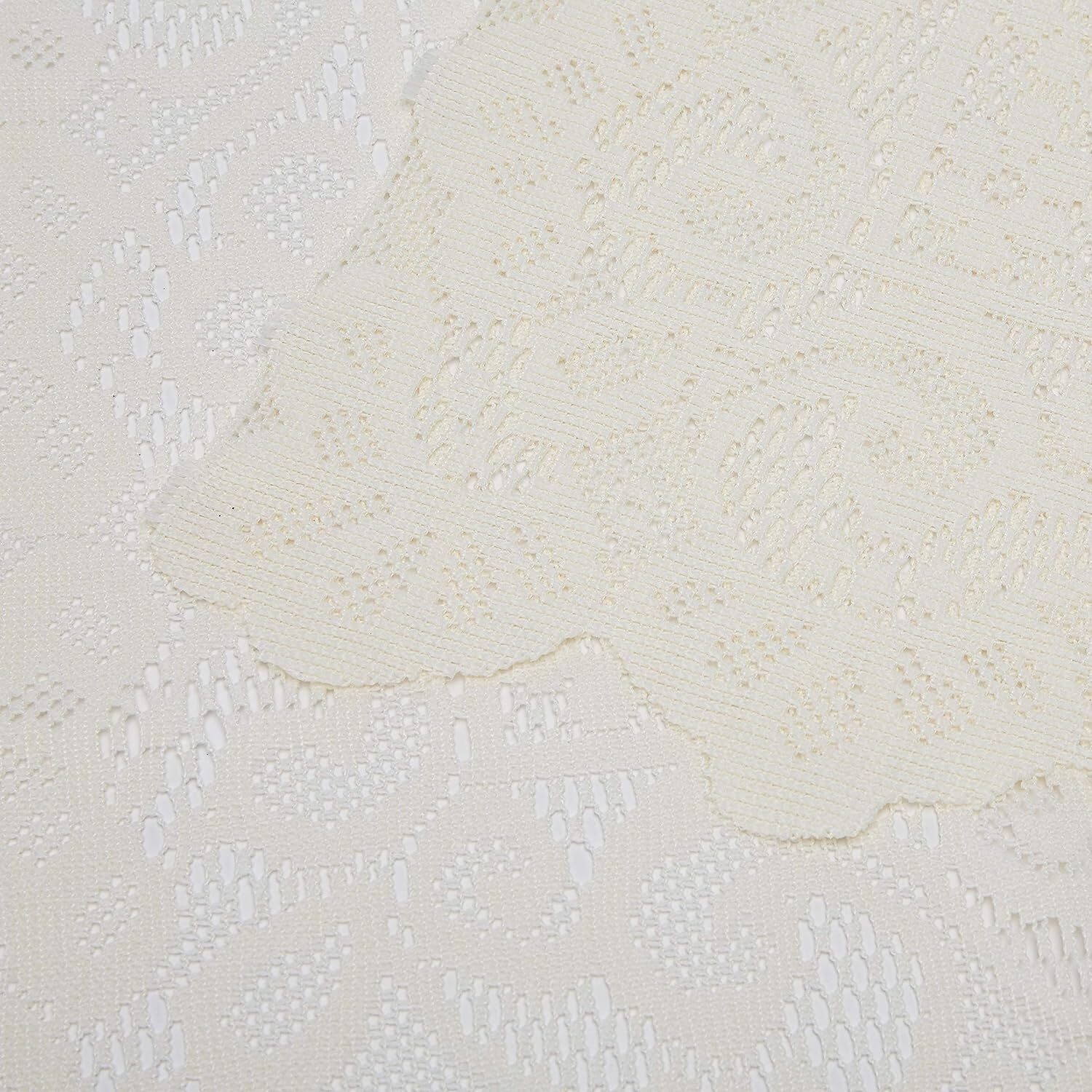 Lace Jacquard Window Curtain Single Panel Hopewell 63" or 72" or 84" White Cream