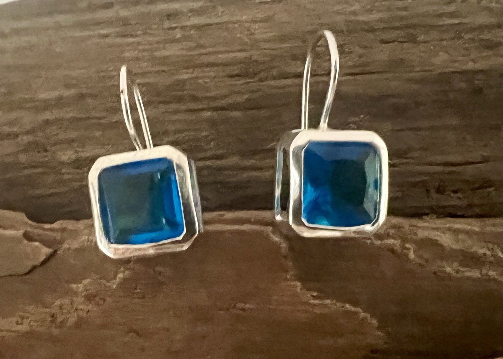 Blue Topaz Dangle Earrings Sterling Silver